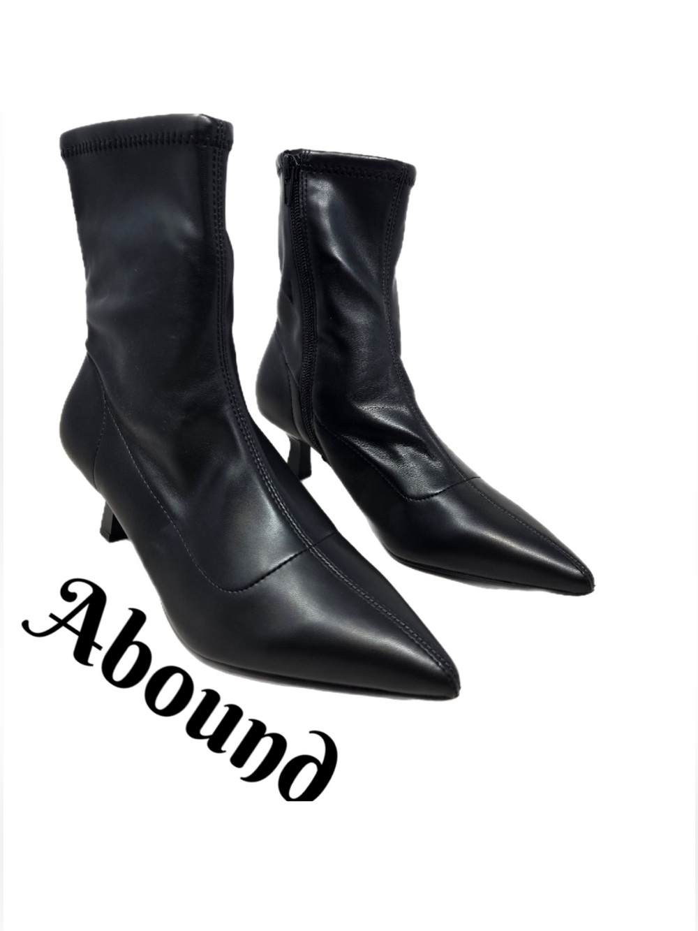 Abound Erinn Women's Sz 6M Black Faux Leather Sleek & Sexy Bootie Pointed Toe